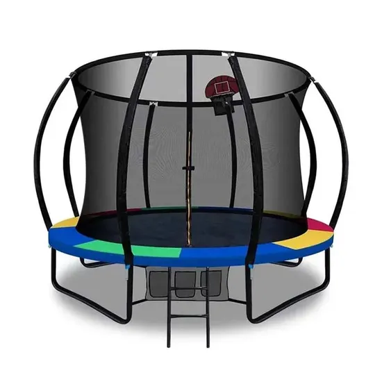 Trampolino elastico per interni/esterni 8FT 10FT 12FT 14FT 16FT con rete di sicurezza, trampolino a scala per bambini